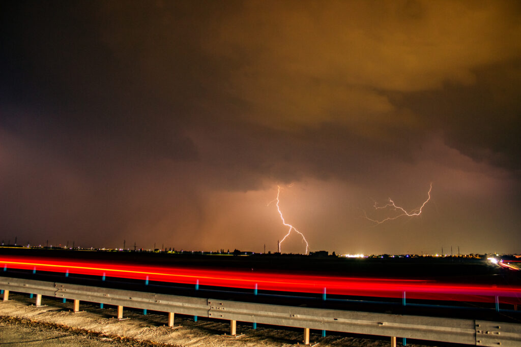 Night sky with lightning